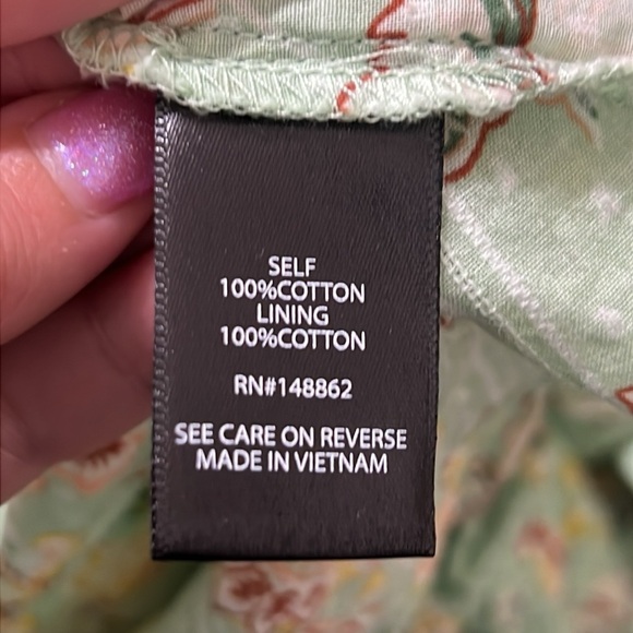 Torrid Top Woman’s Size 5X Smocked Cotton Clip Dot Blouson Sleeve Floral Green - Picture 9 of 9